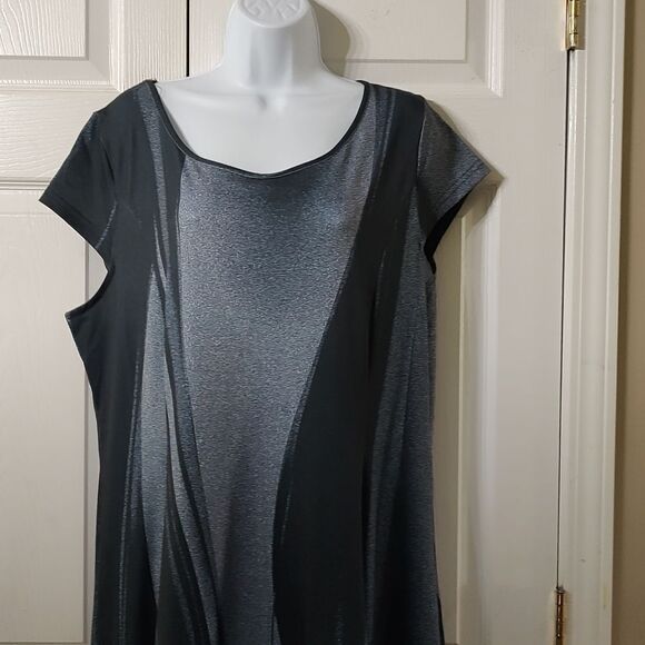 Lily by fimiano   black gray solid and pattern print shift dress  Sz 1XL - Picture 3 of 5